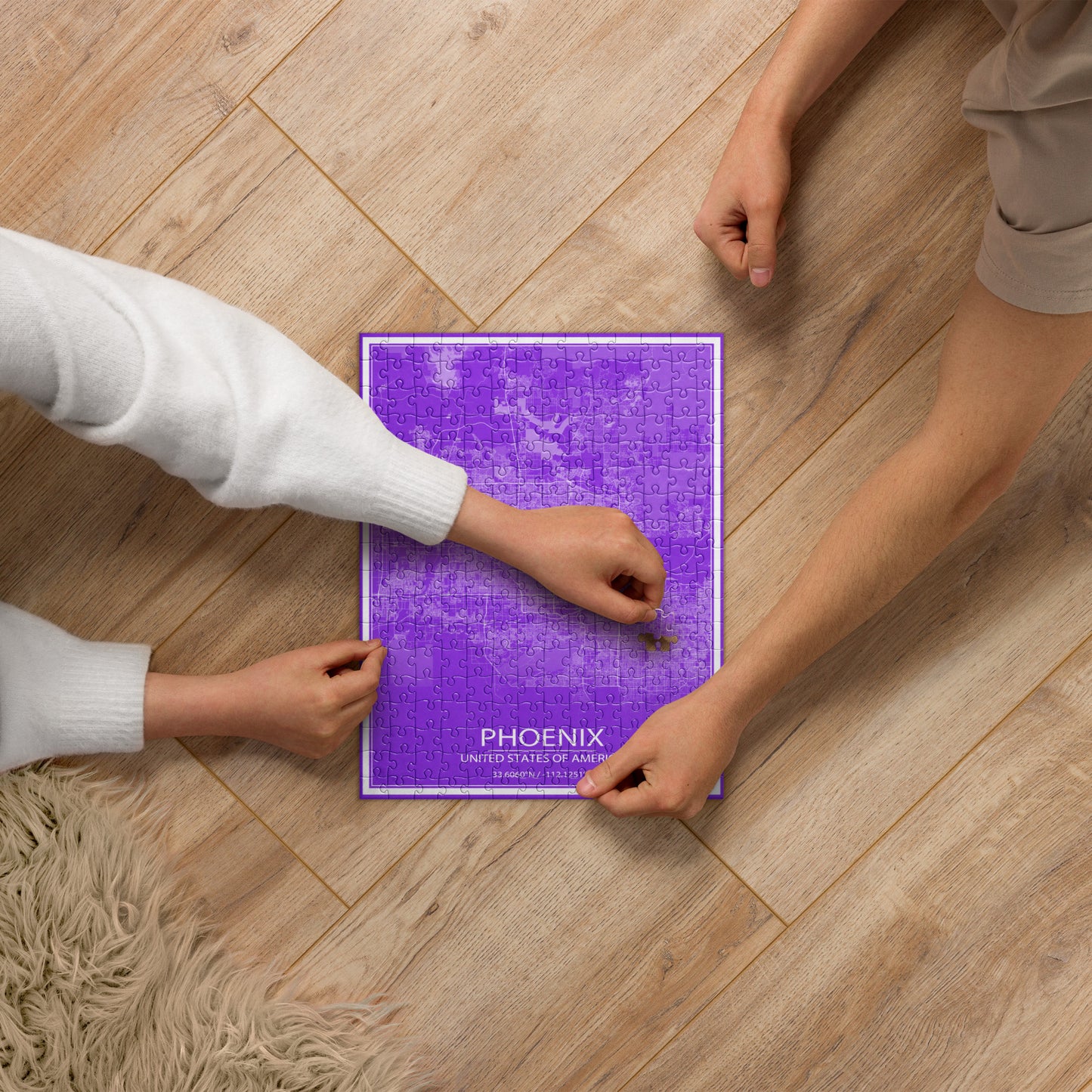 Phoenix Purple and White Map Jigsaw Puzzle