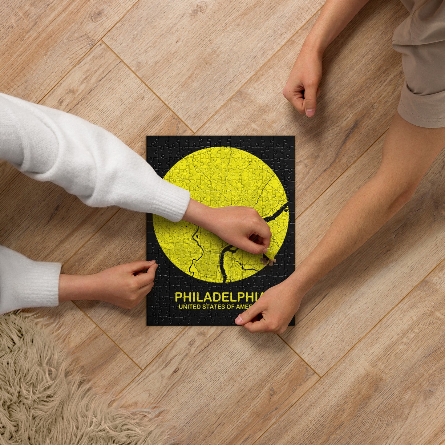 Philadelphia Circular Yellow Map Jigsaw Puzzle