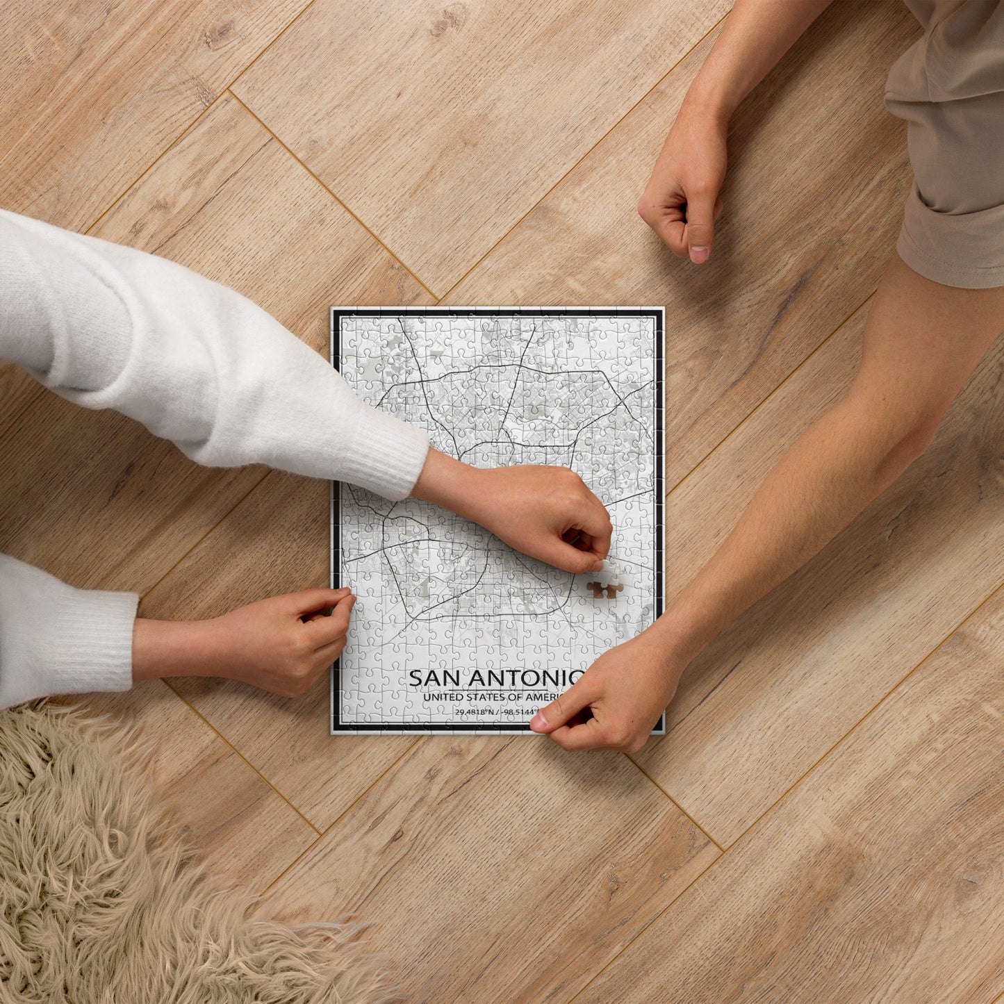 San Antonio White Map Jigsaw Puzzle