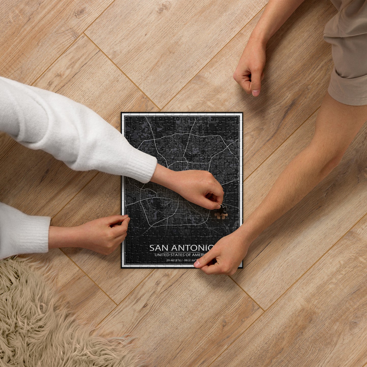 San Antonio Black Map Jigsaw Puzzle