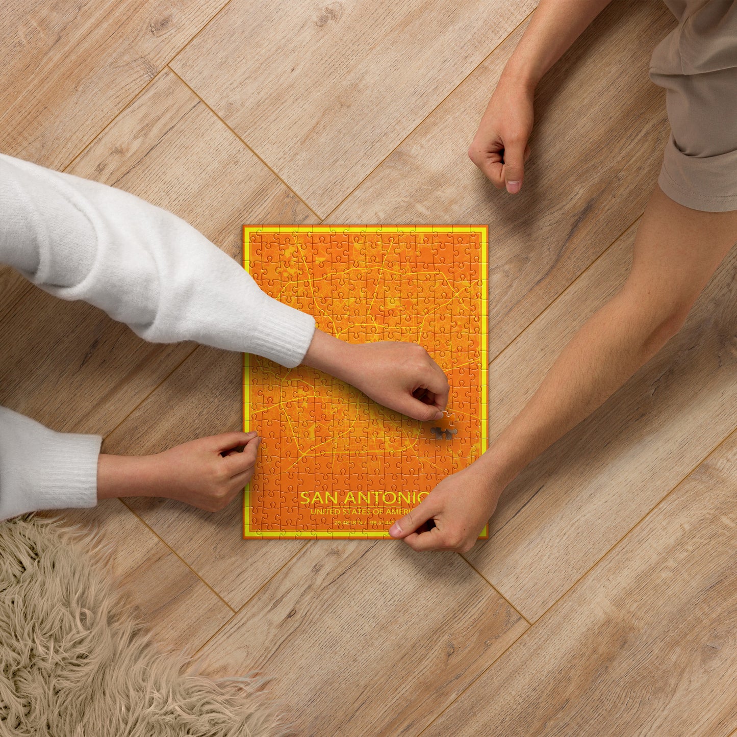 San Antonio Orange and Yellow Map Jigsaw Puzzle