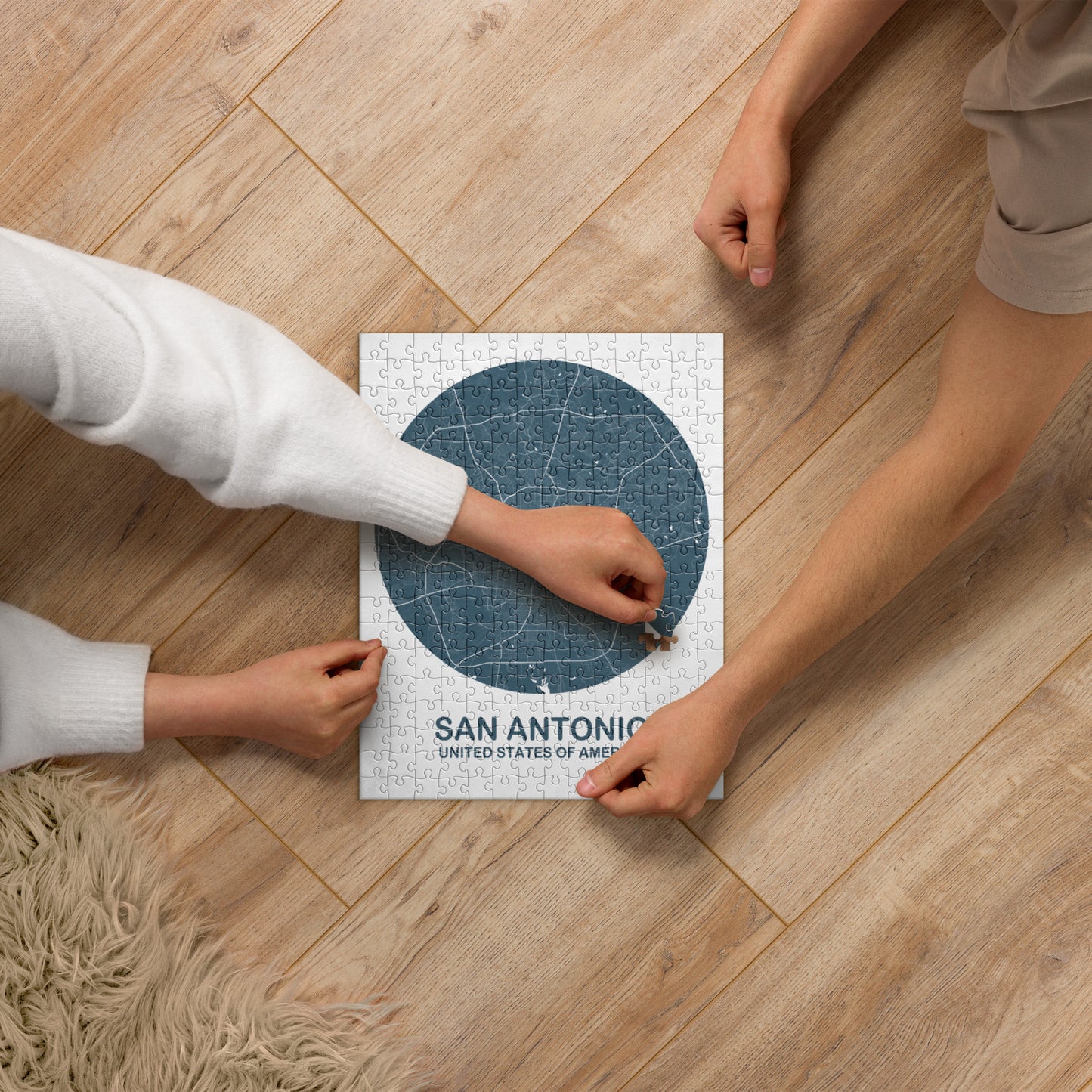 San Antonio Circular Blue Map Jigsaw Puzzle