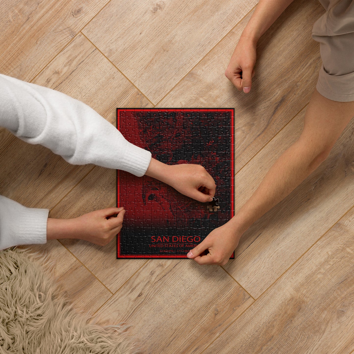 San Diego Black and Red Map Jigsaw Puzzle