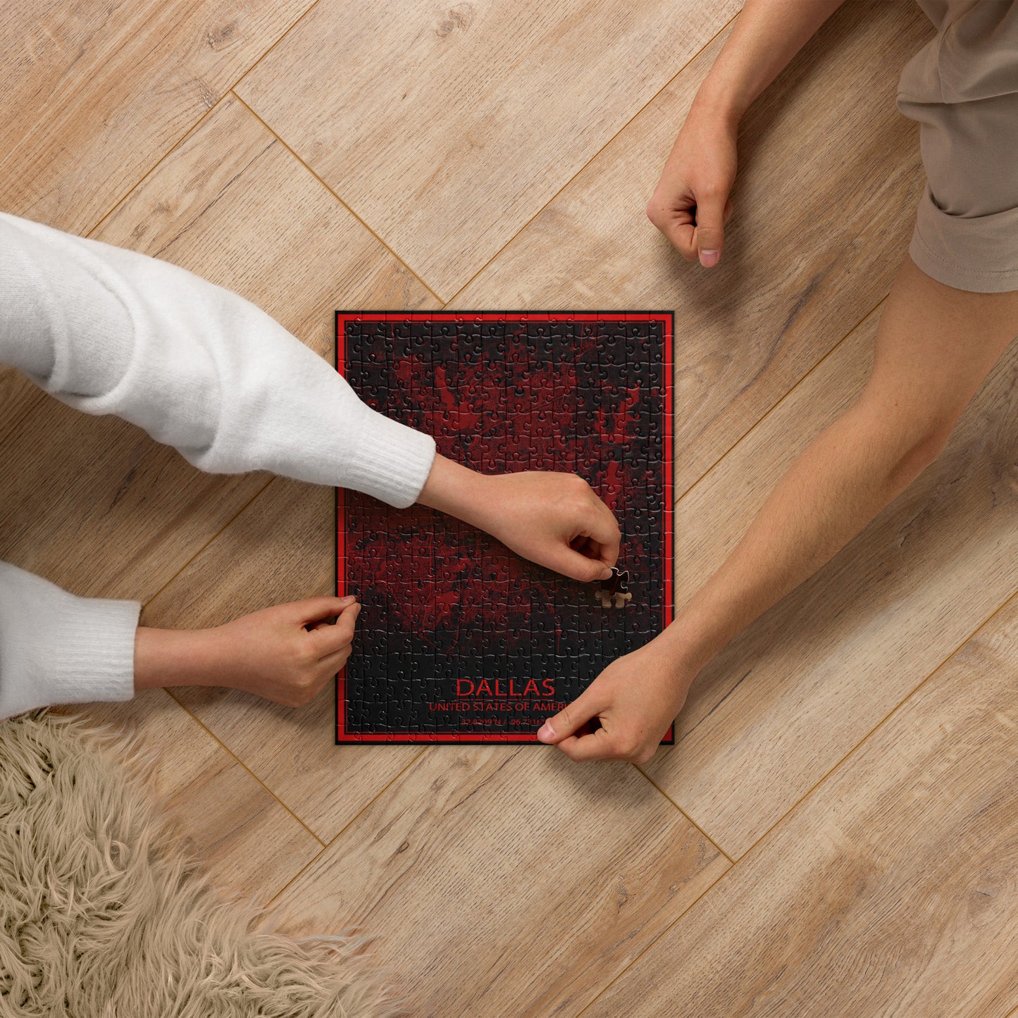 Dallas Black and Red Map Jigsaw Puzzle