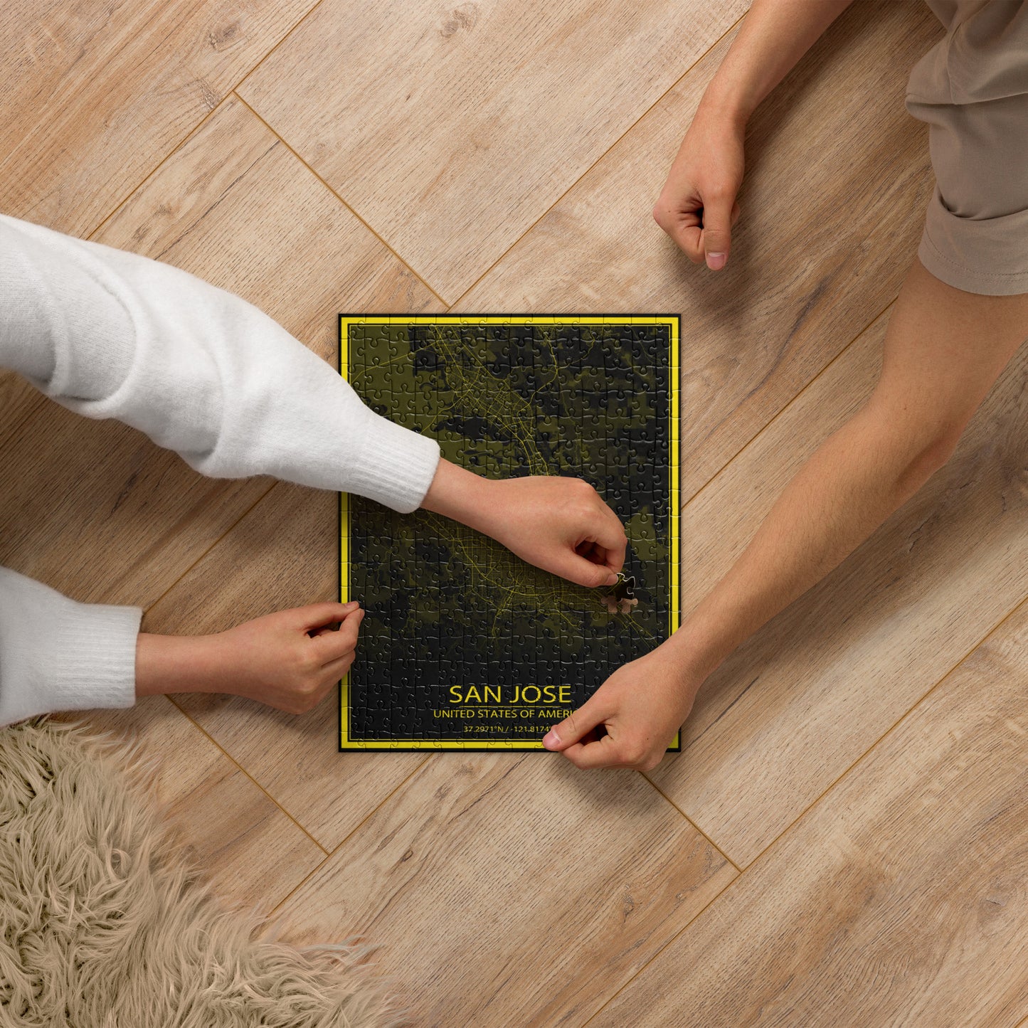 San Jose Black and Yellow Map Jigsaw Puzzle