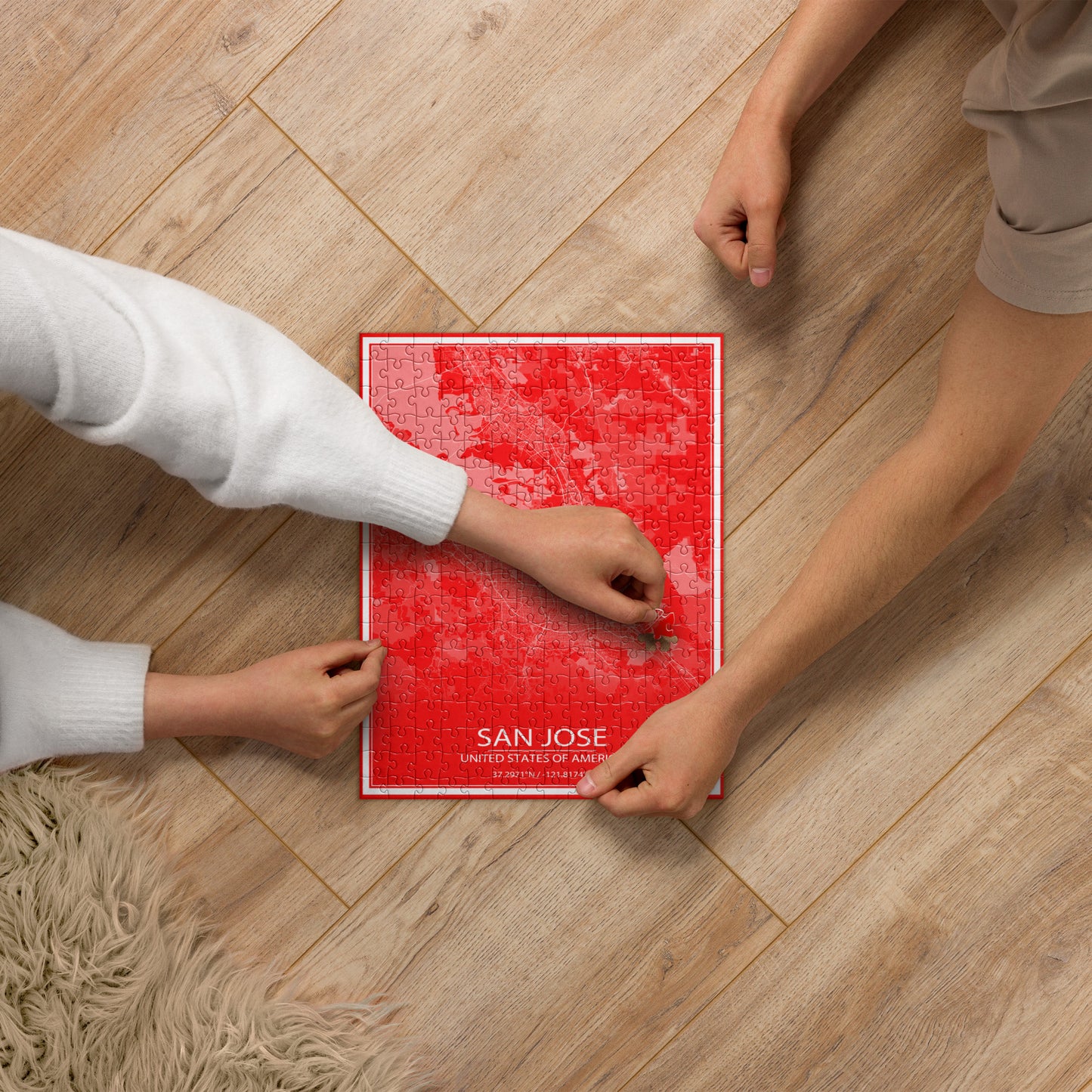 San Jose Red and White Map Jigsaw Puzzle