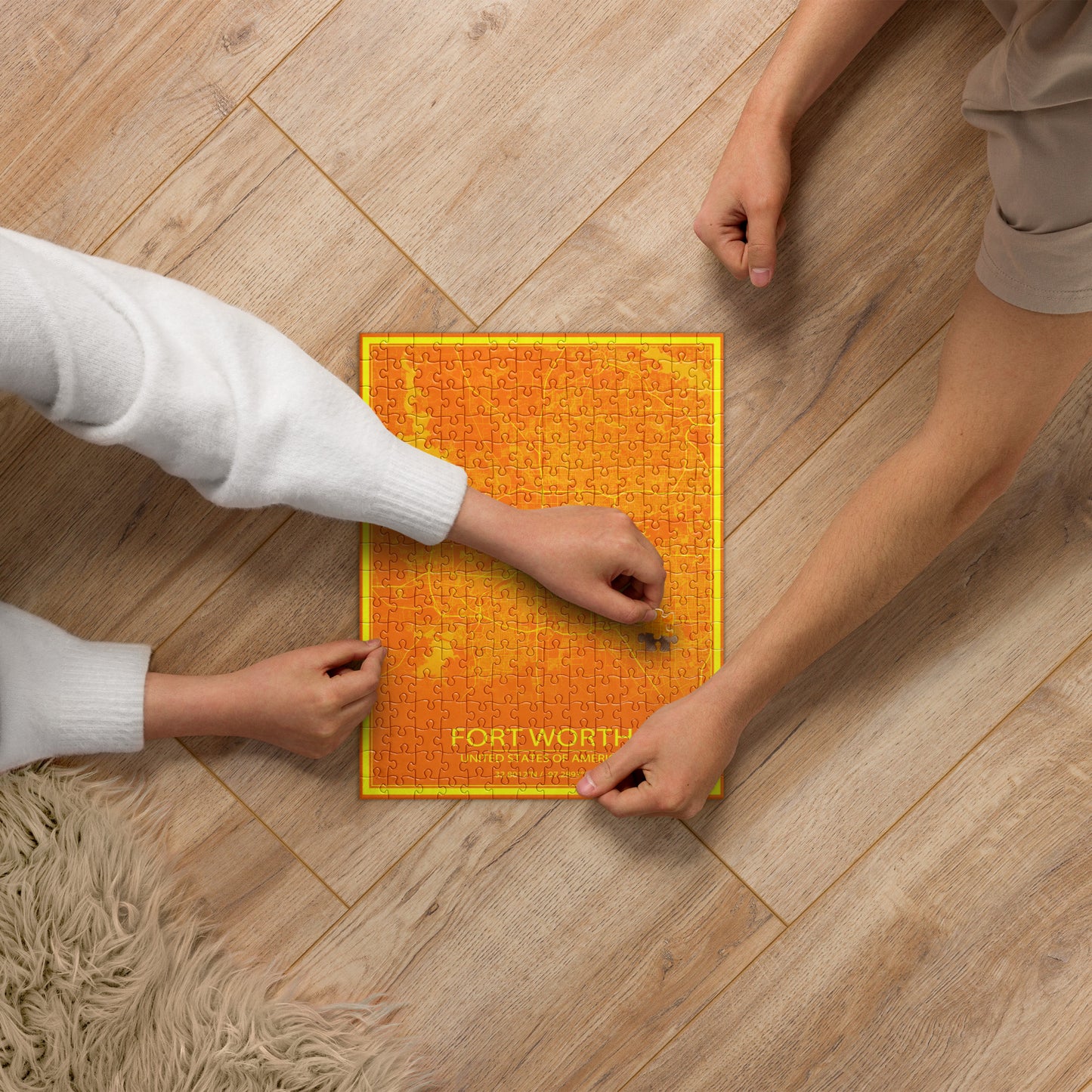 Fort Worth Orange and Yellow Map Jigsaw Puzzle