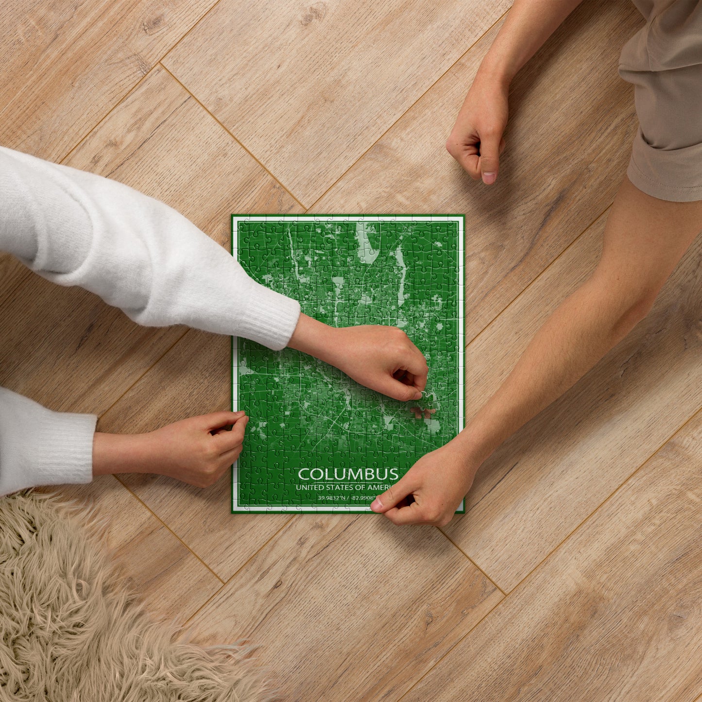 Columbus Green and White Map Jigsaw Puzzle