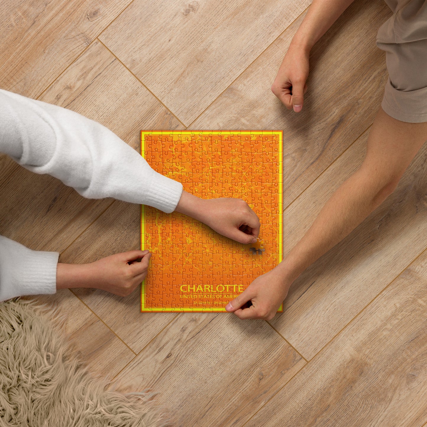 Charlotte Orange and Yellow Map Jigsaw Puzzle