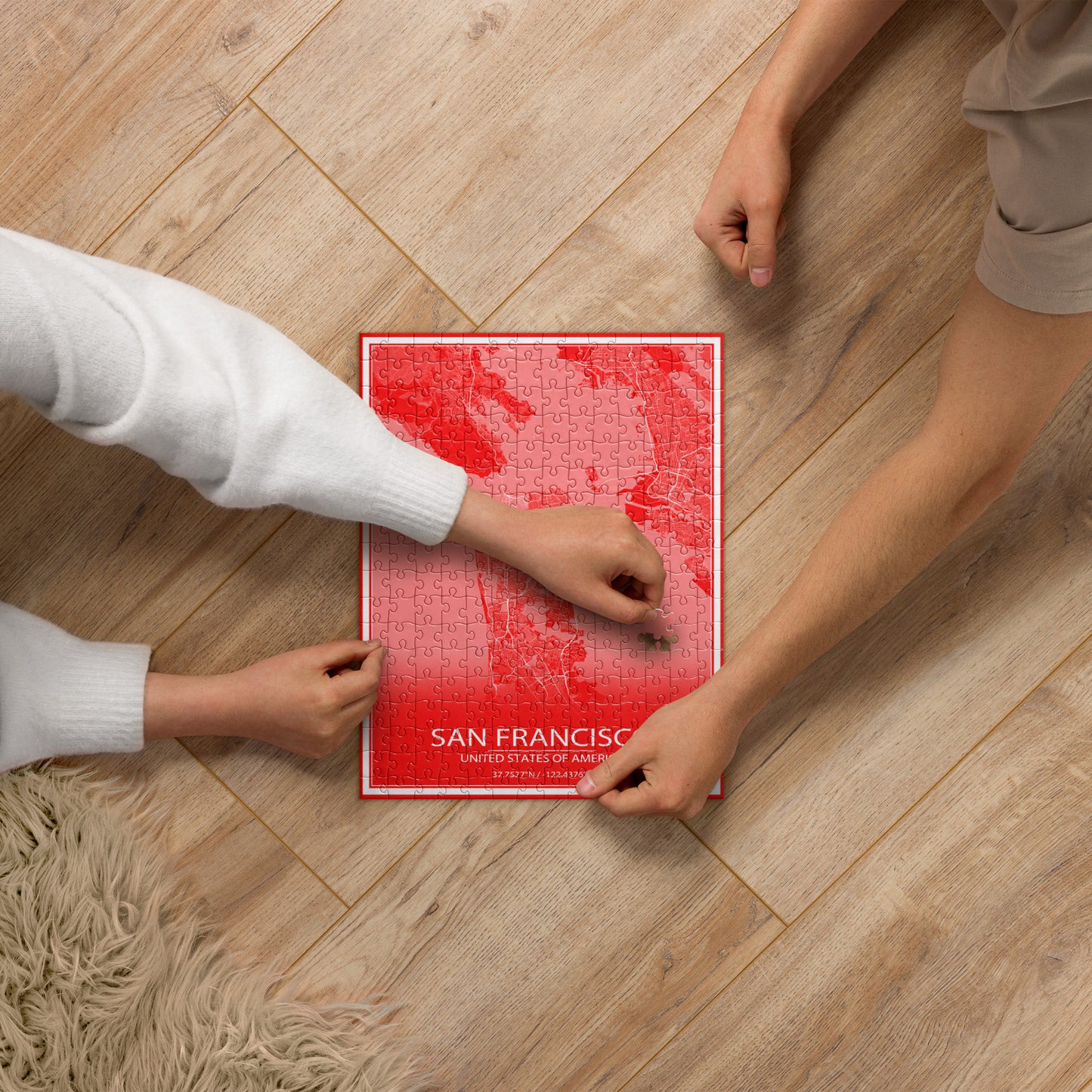 San Francisco Red and White Map Jigsaw Puzzle