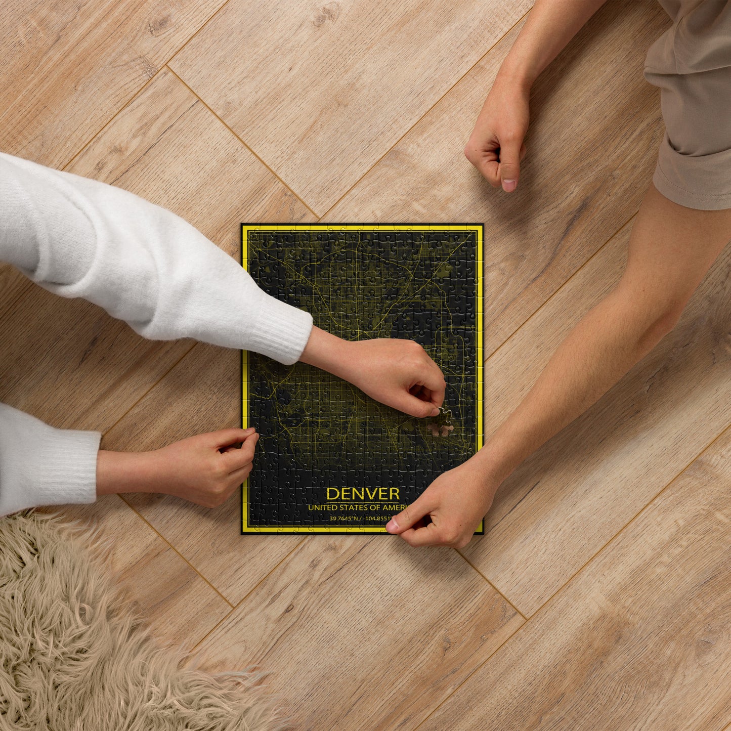 Denver Black and Yellow Map Jigsaw Puzzle