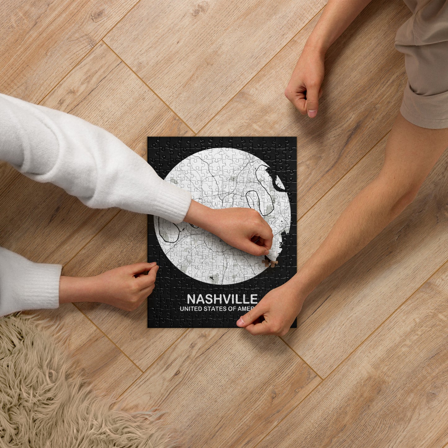 Nashville Circular White Map Jigsaw Puzzle