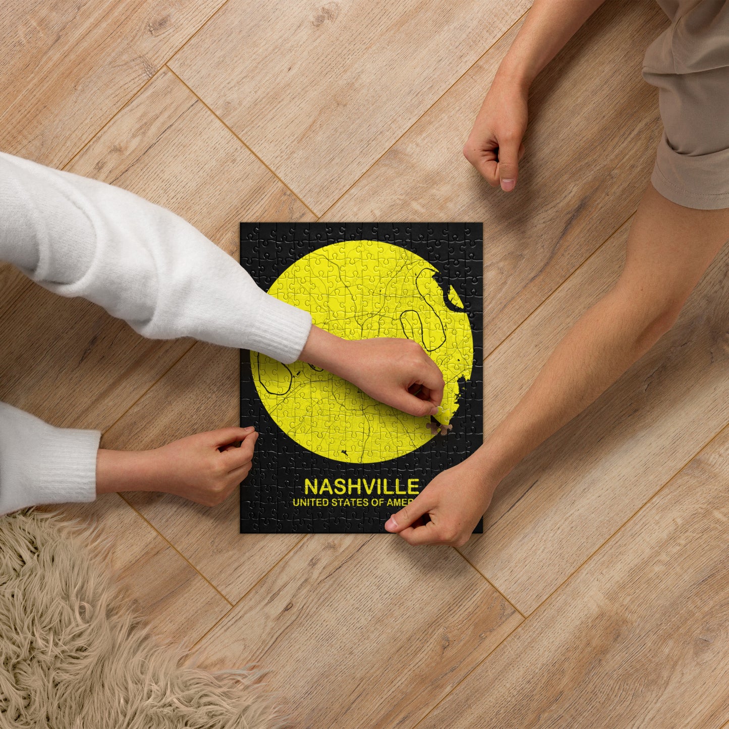 Nashville Circular Yellow Map Jigsaw Puzzle