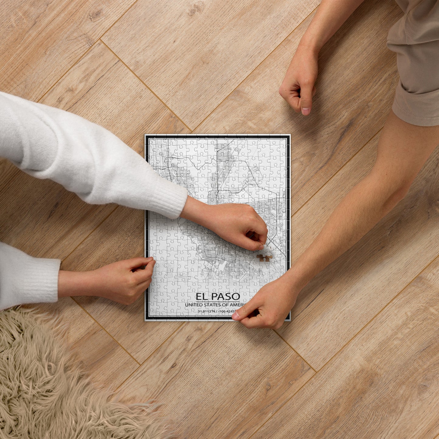 El Paso White Map Jigsaw Puzzle