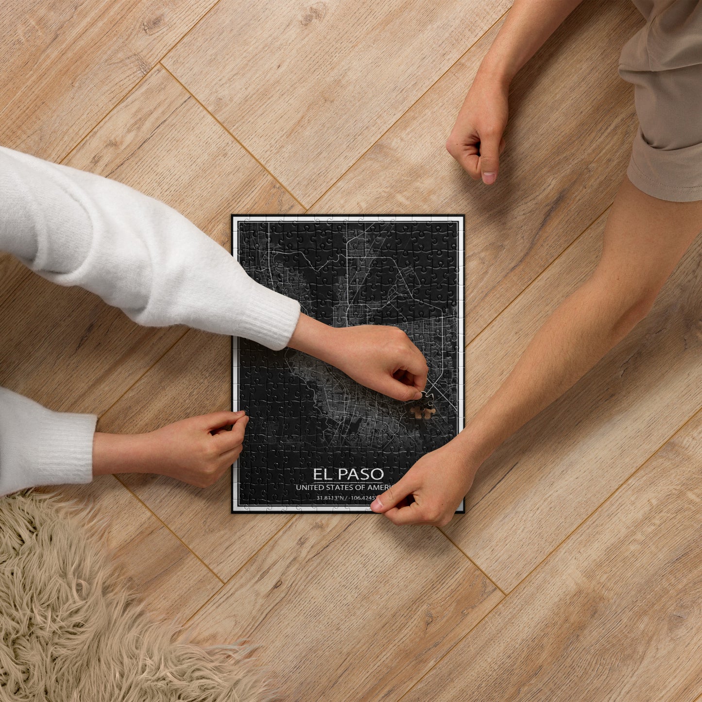 El Paso Black Map Jigsaw Puzzle