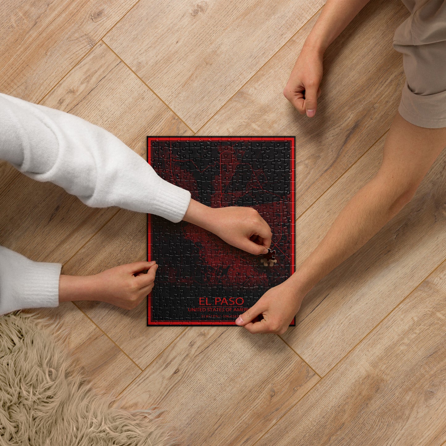 El Paso Black and Red Map Jigsaw Puzzle