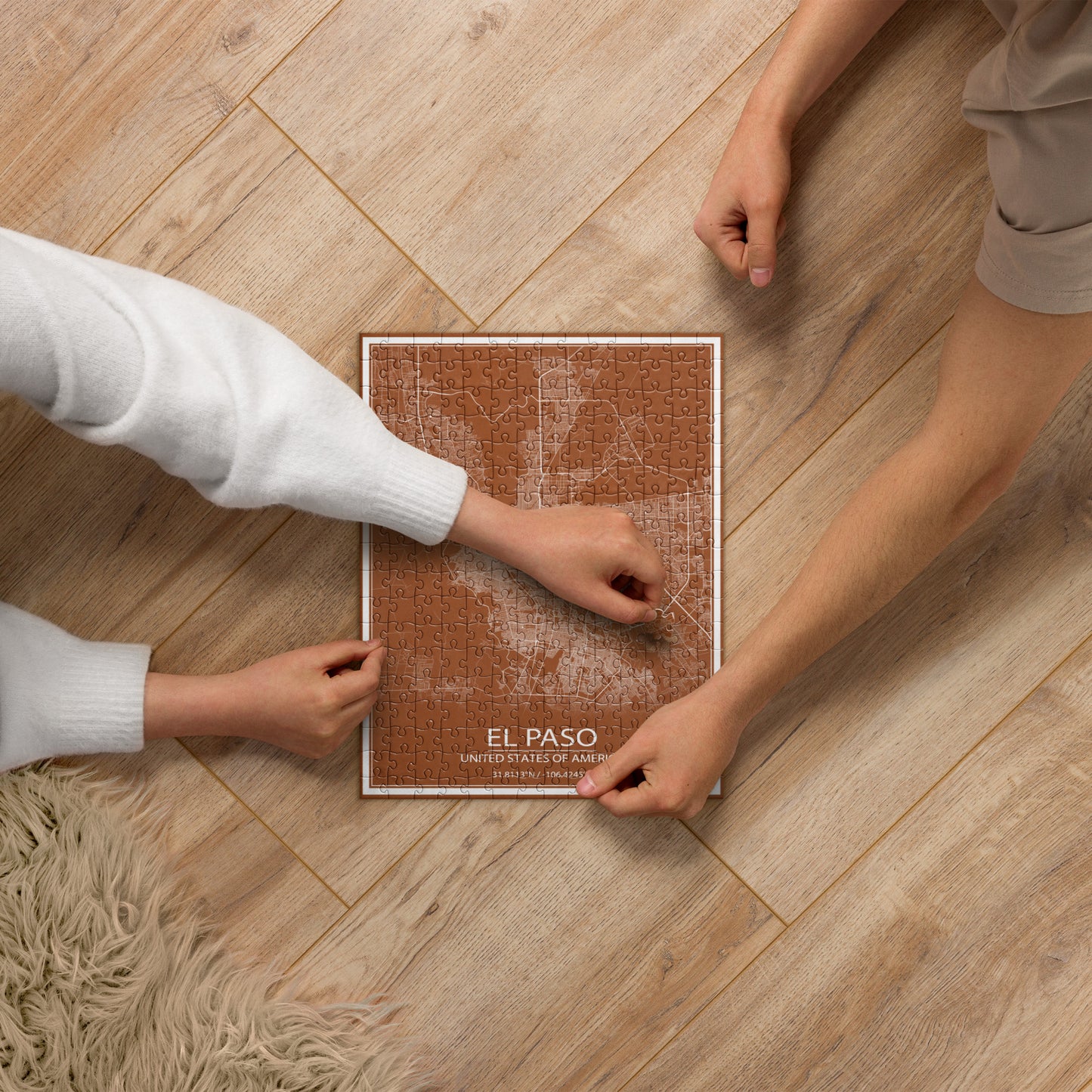 El Paso Brown and White Map Jigsaw Puzzle