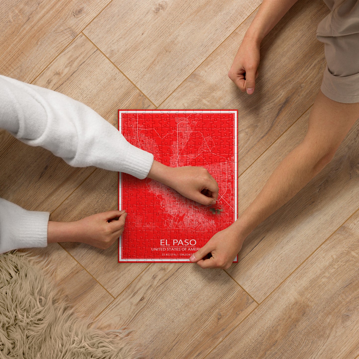 El Paso Red and White Map Jigsaw Puzzle