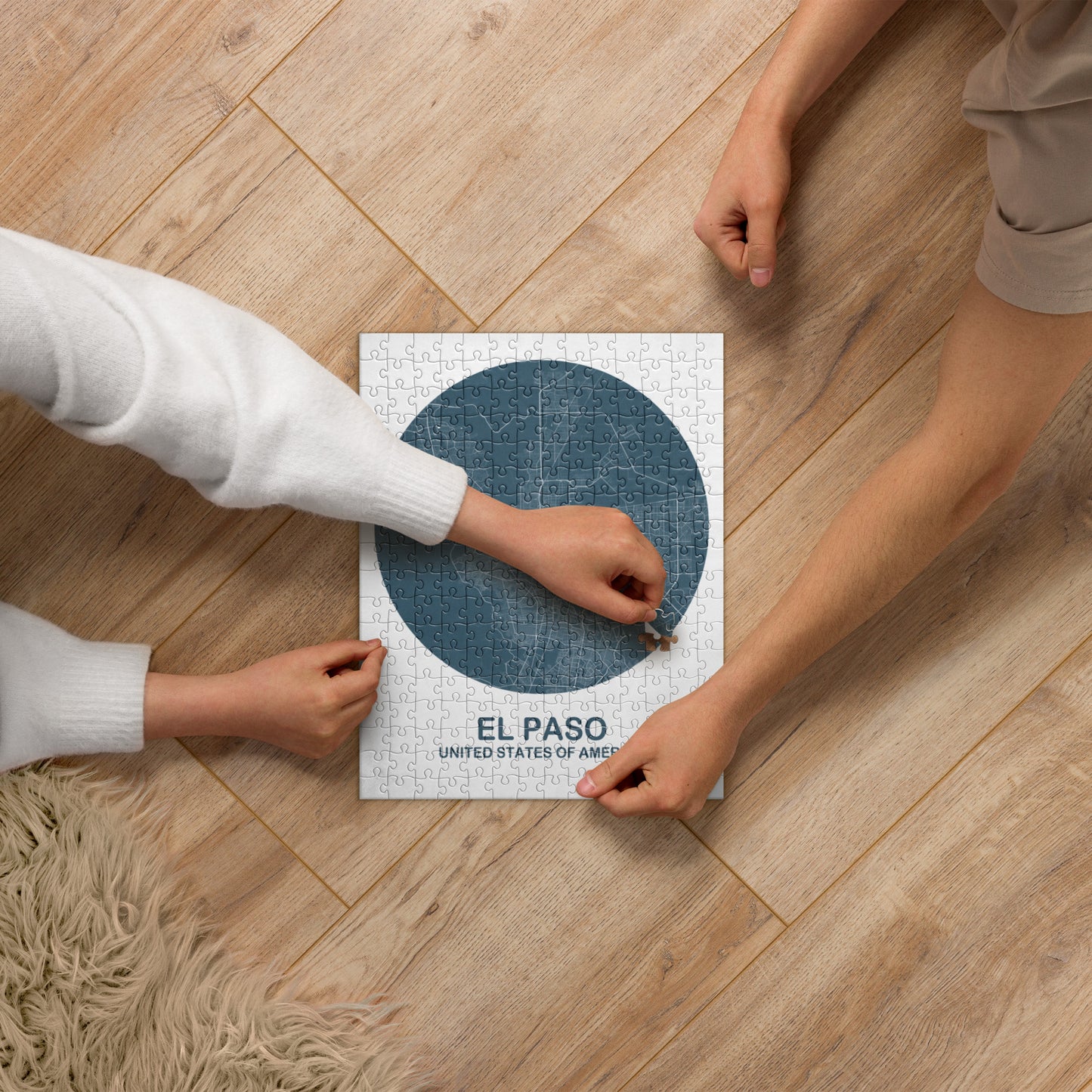 El Paso Circular Blue Map Jigsaw Puzzle