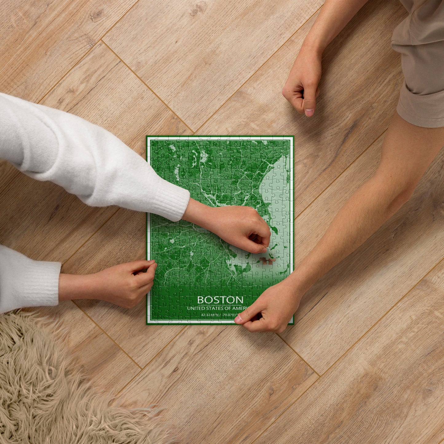 Boston Green and White Map Jigsaw Puzzle