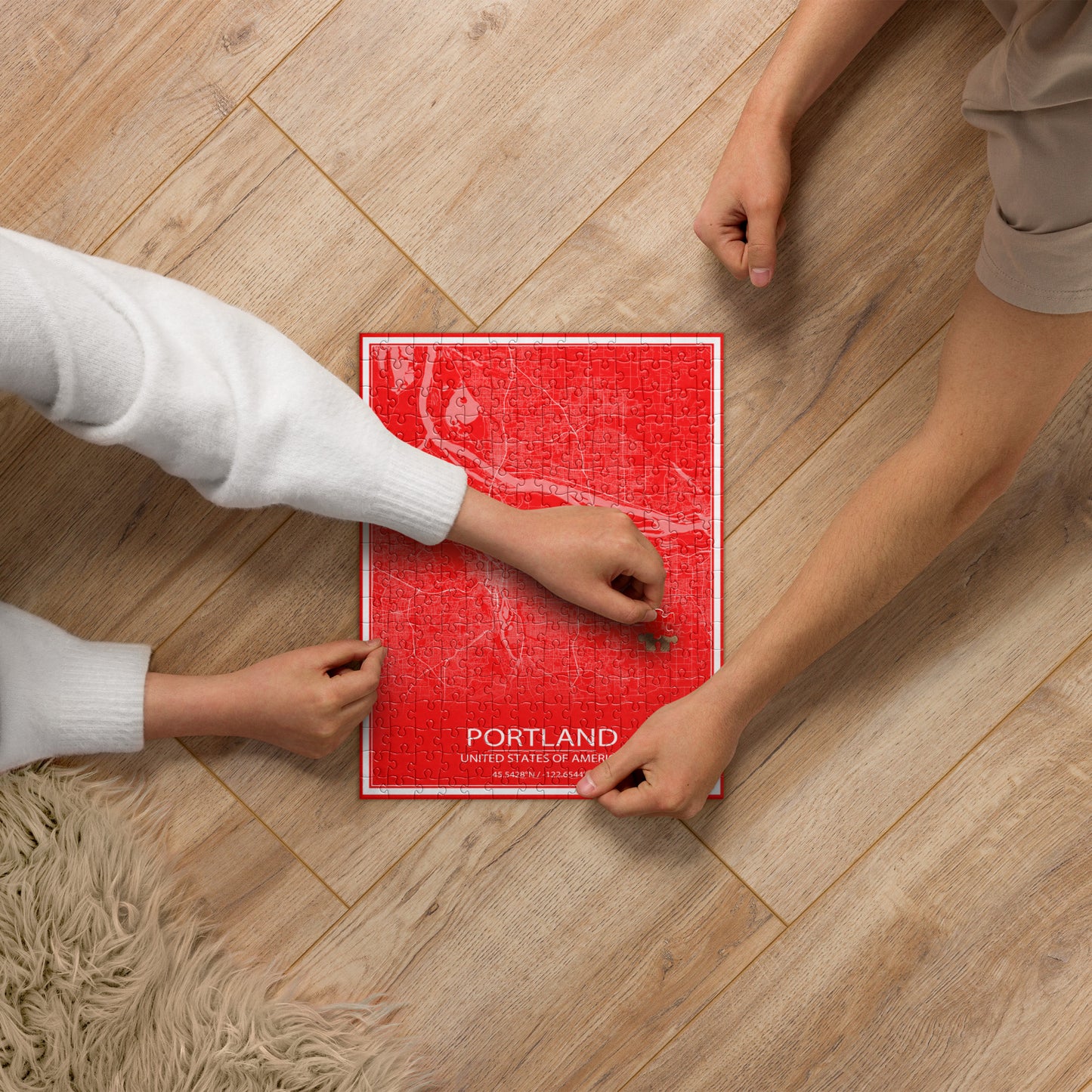 Portland Red and White Map Jigsaw Puzzle