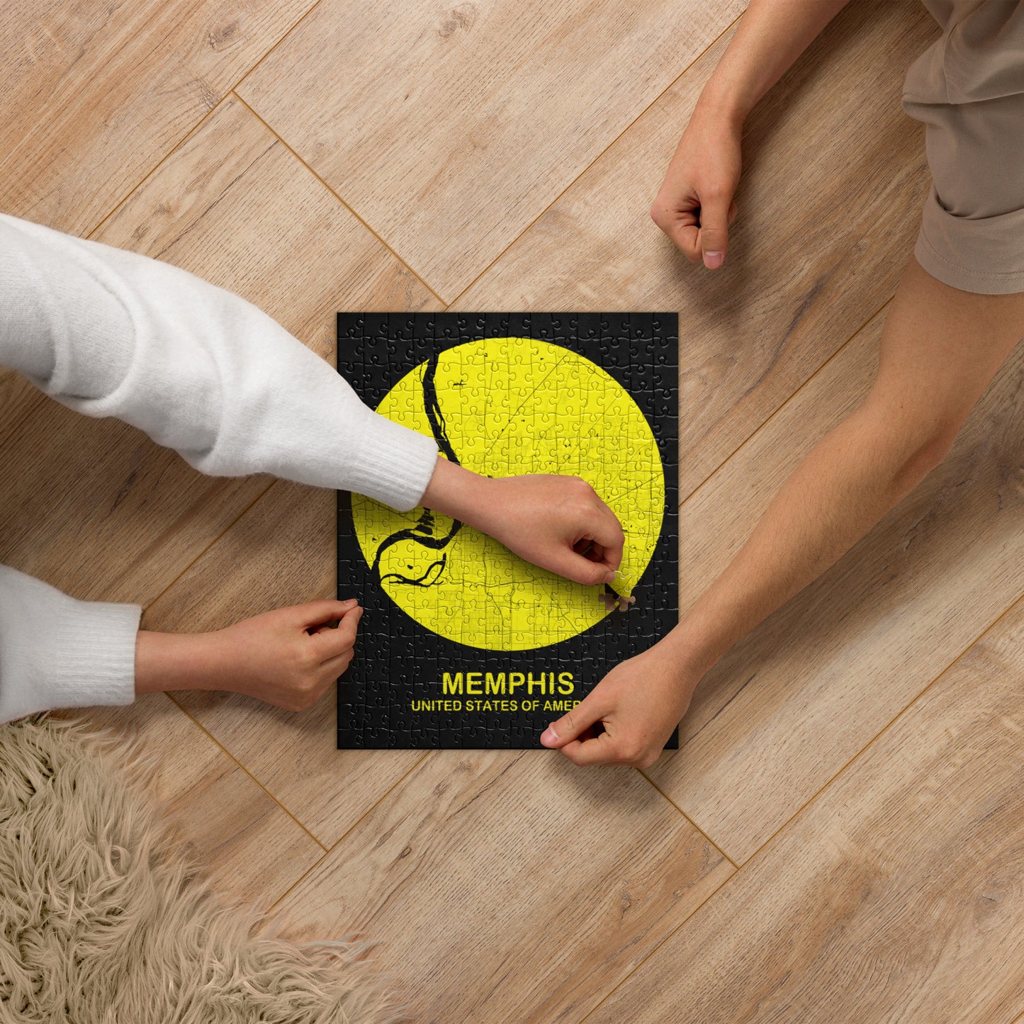 Memphis Circular Yellow Map Jigsaw Puzzle