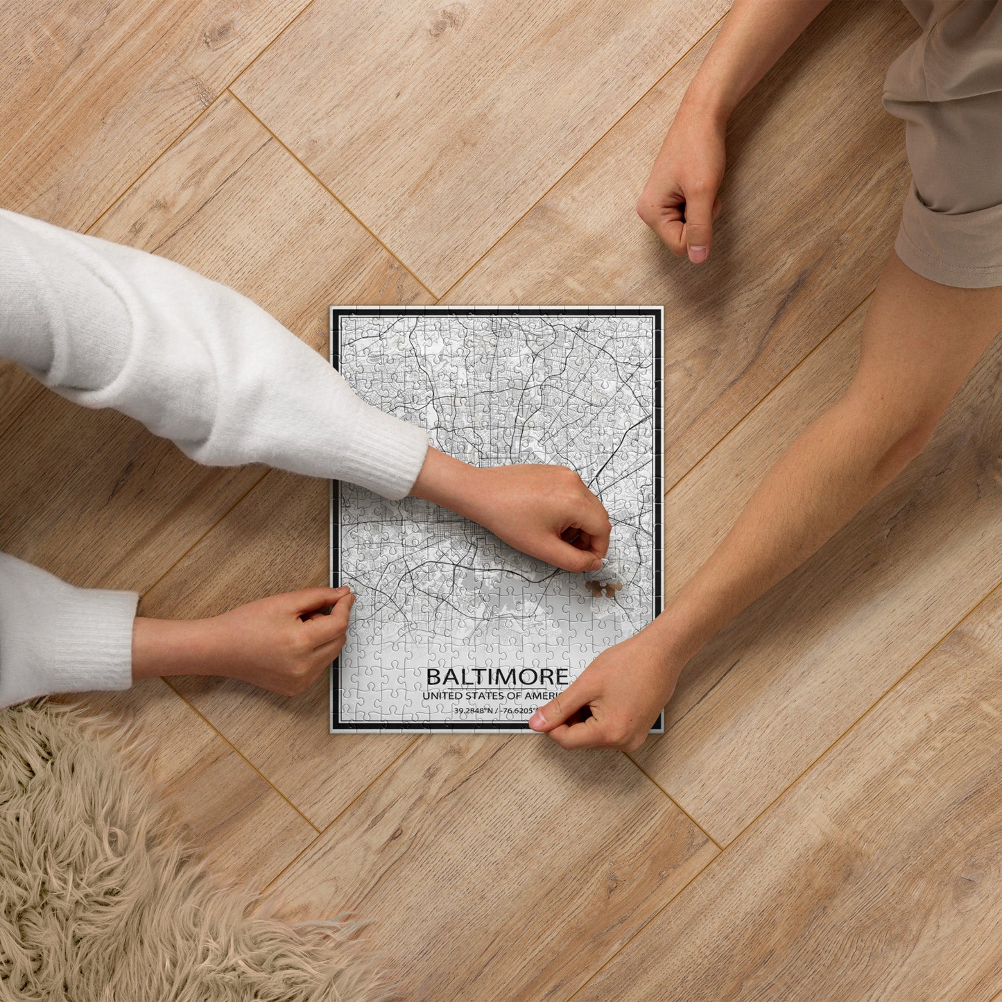 Baltimore White Map Jigsaw Puzzle