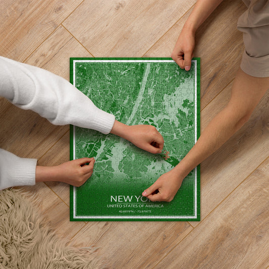 New York Green and White Map Jigsaw Puzzle