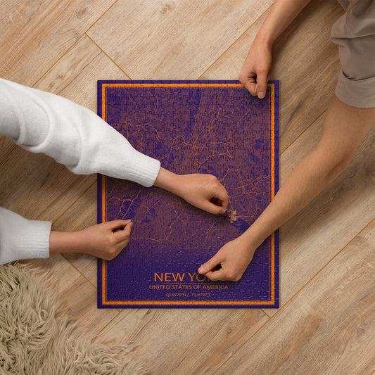 New York Purple and Orange Map Jigsaw Puzzle