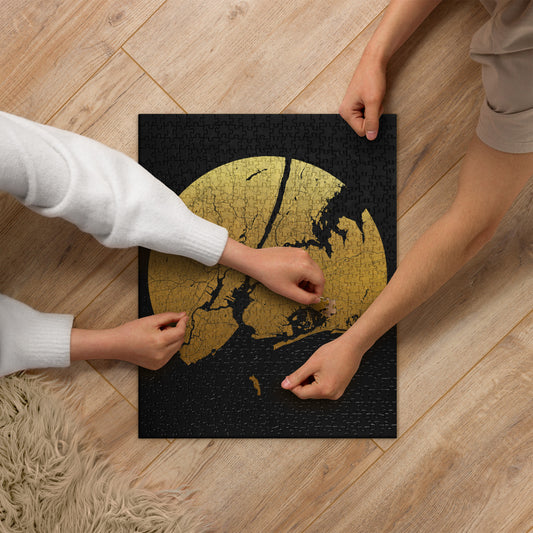 New York Gold on Black Map Jigsaw Puzzle