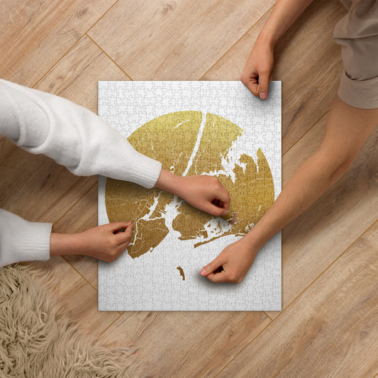 New York Gold on White Map Jigsaw Puzzle