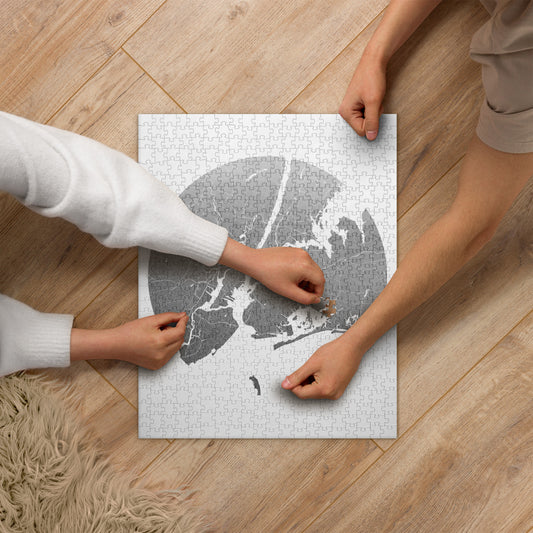 New York Silver on White Map Jigsaw Puzzle