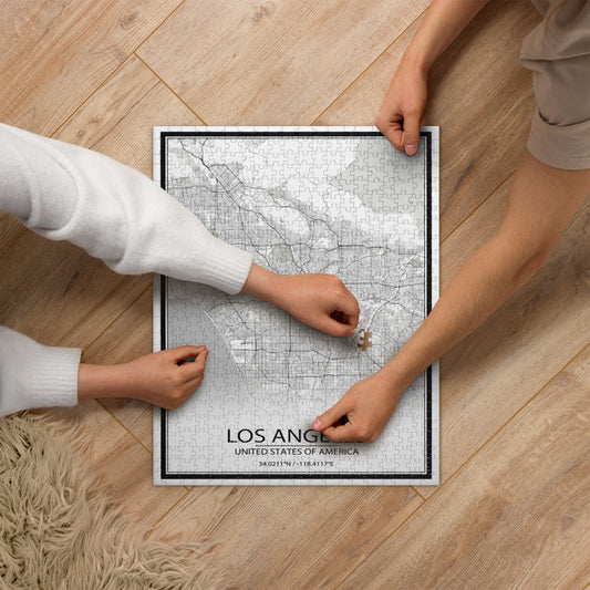 Los Angeles White Map Jigsaw Puzzle