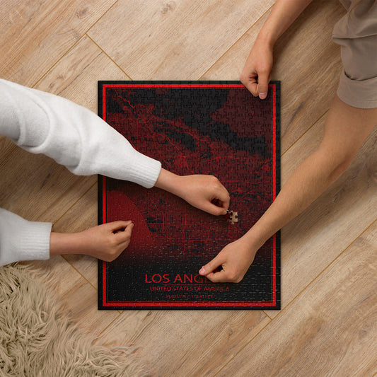 Los Angeles Black and Red Map Jigsaw Puzzle