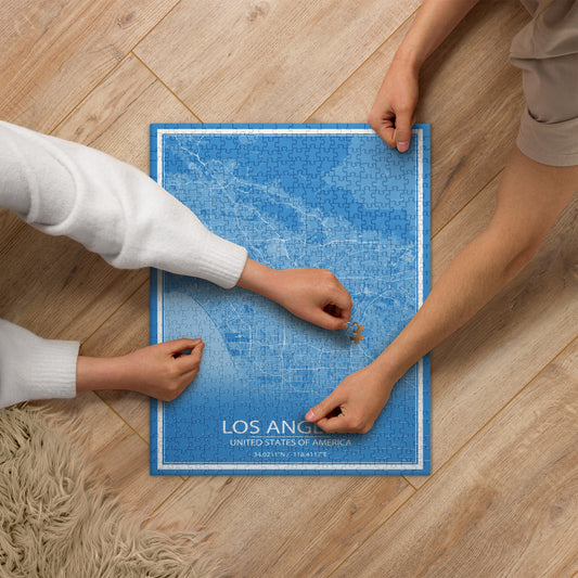 Los Angeles Blue and White Map Jigsaw Puzzle