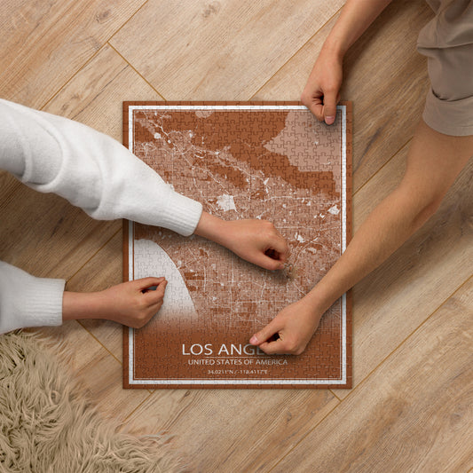 Los Angeles Brown and White Map Jigsaw Puzzle