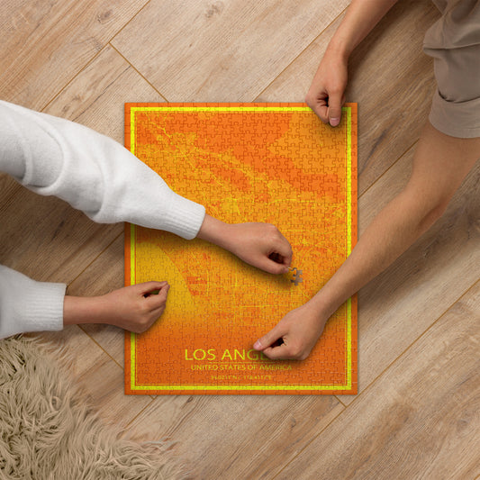 Los Angeles Orange and Yellow Map Jigsaw Puzzle