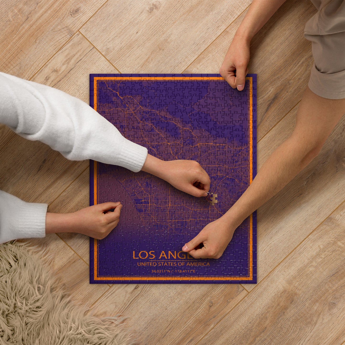 Los Angeles Purple and Orange Map Jigsaw Puzzle