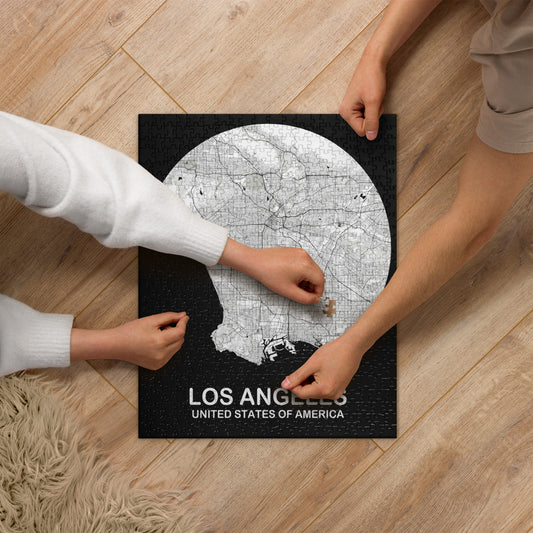 Los Angeles Circular White Map Jigsaw Puzzle