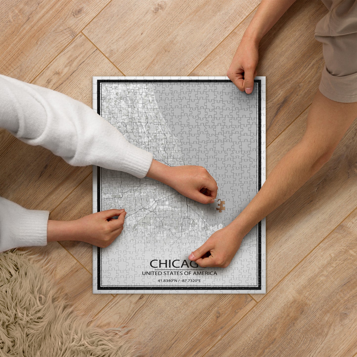 Chicago White Map Jigsaw Puzzle