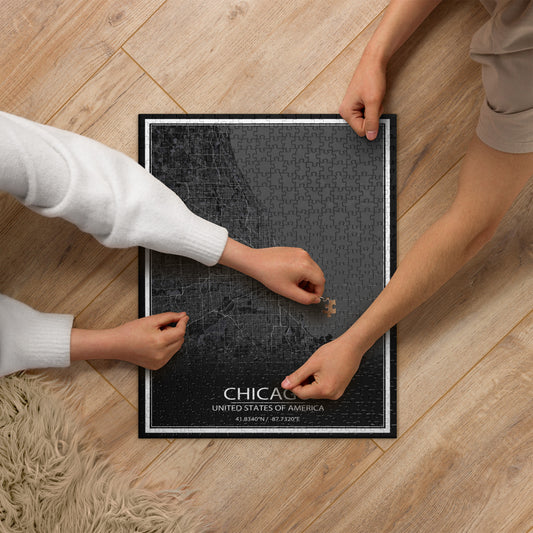 Chicago Black Map Jigsaw Puzzle