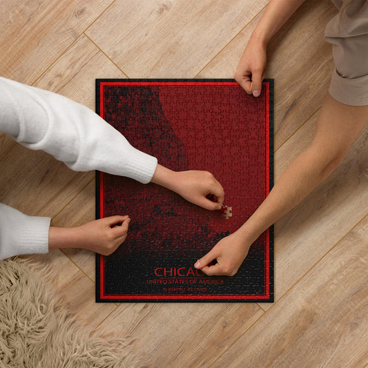 Chicago Black and Red Map Jigsaw Puzzle