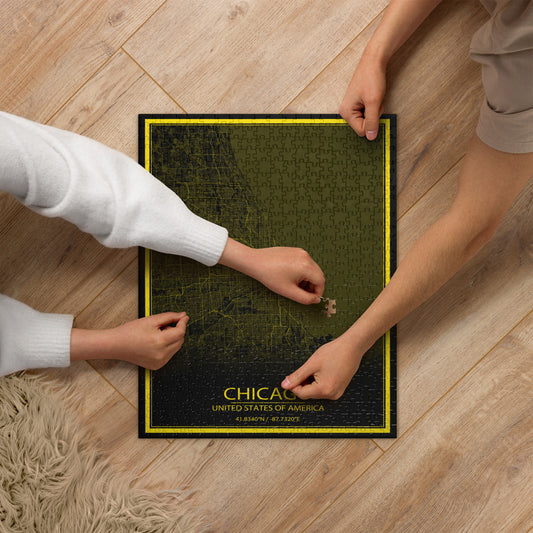 Chicago Black and Yellow Map Jigsaw Puzzle