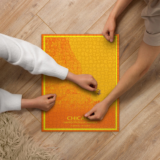 Chicago Orange and Yellow Map Jigsaw Puzzle