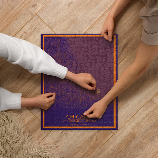 Chicago Purple and Orange Map Jigsaw Puzzle