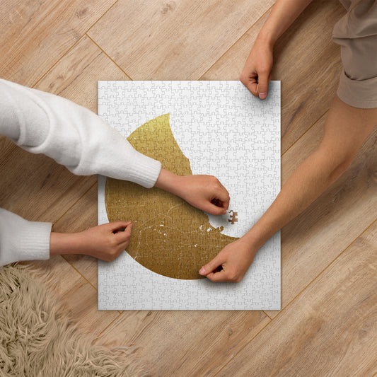 Chicago Gold on White Map Jigsaw Puzzle