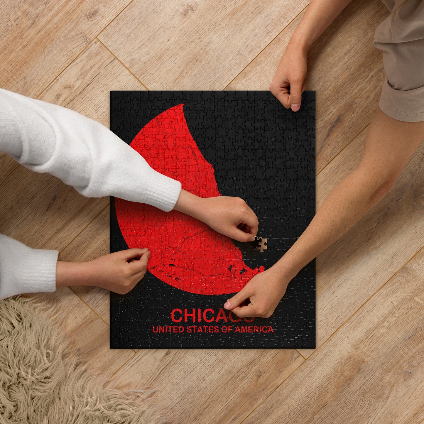 Chicago Circular Red Map Jigsaw Puzzle