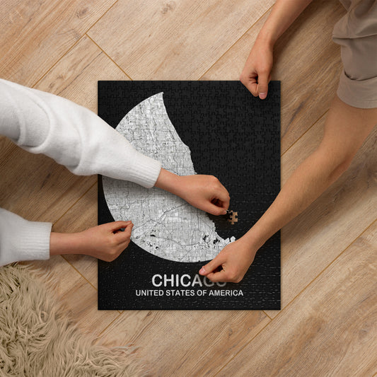 Chicago Circular White Map Jigsaw Puzzle