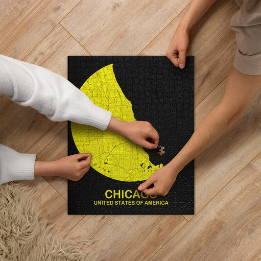 Chicago Circular Yellow Map Jigsaw Puzzle