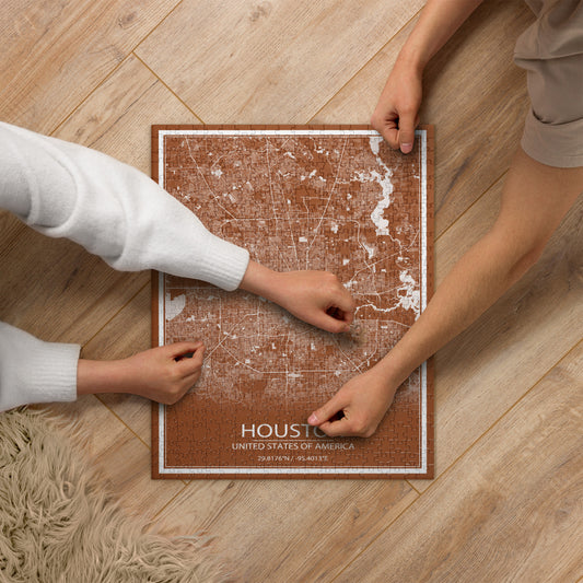 Houston Brown and White Map Jigsaw Puzzle